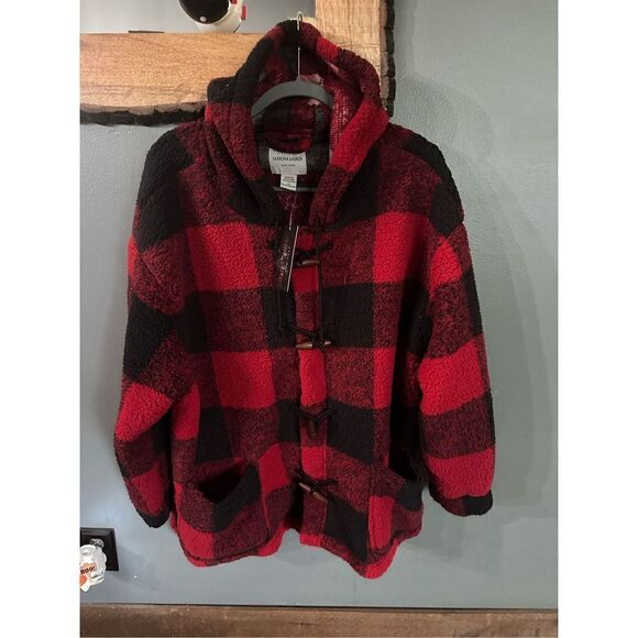 NWT Sabrina Lauren Heavy buffalo plaid, plush jacket ￼with pockets double closur - Picture 3 of 13